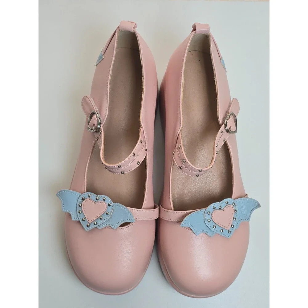 Kawaii Babe Valentine Mary Janes Ankle Pink & Blue Goth Platforms Size 8.5 S2